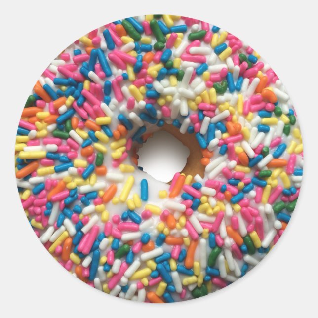 Rainbow Sprinkle Donut Rundkleber Runder Aufkleber (Vorderseite)