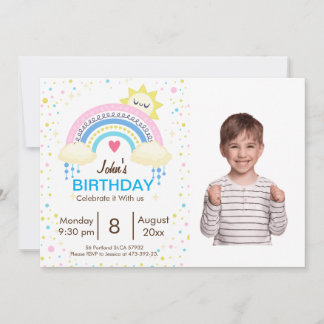 Rainbow Sprinkle Kindergeburtstag Party Einladung