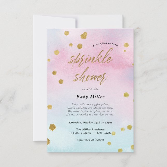 Rainbow Sprinkles Baby Sprinkle Einladung (Vorderseite)