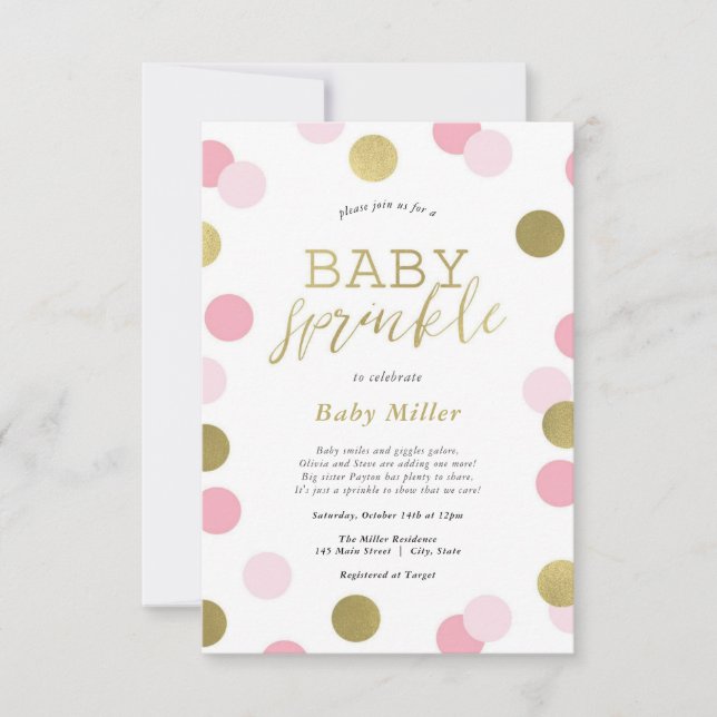 Rainbow Sprinkles Baby Sprinkle Einladung (Vorderseite)