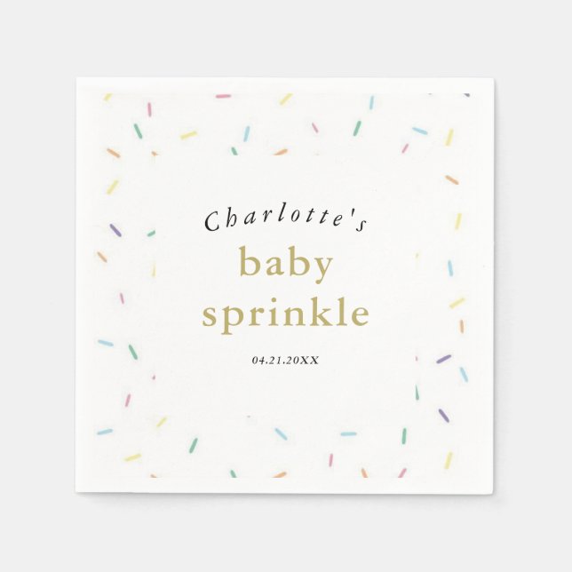 Rainbow Sprinkles Baby Sprinkle Einladung Serviette (Vorderseite)