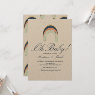 Rainbow Sprinkles Brush Stroke Baby Dusche Rustika Einladung