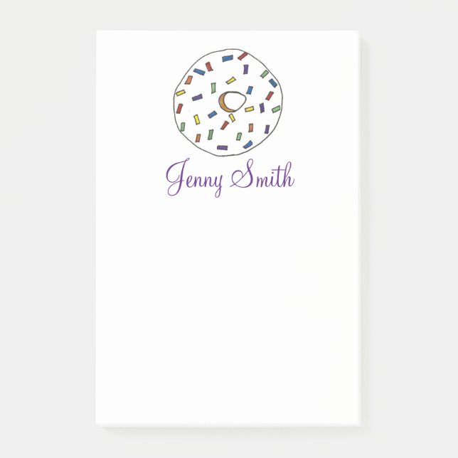 Rainbow Sprinkles Donut Doughnut Feinschmecker Pos Post-it Klebezettel (Vorderseite)