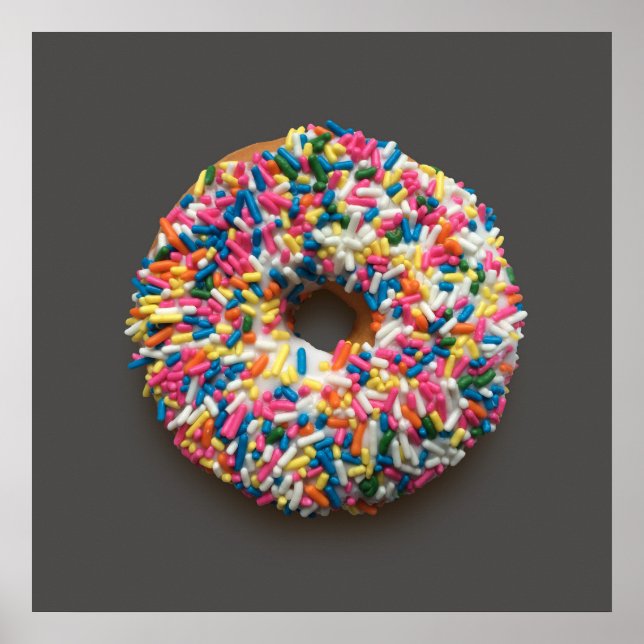 Rainbow Sprinkles Donut Poster (auf grau) (Vorne)