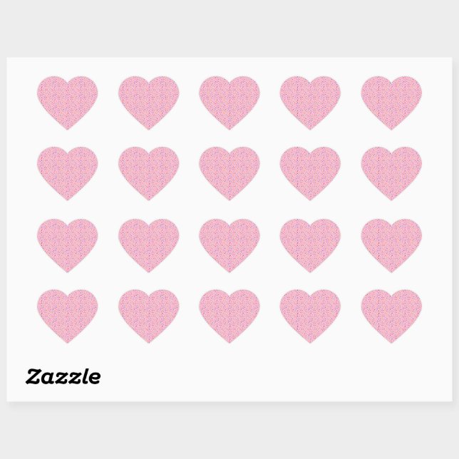 Rainbow Sprinkles Farbenfrohe Confetti Light Pink Herz-Aufkleber (Blatt)