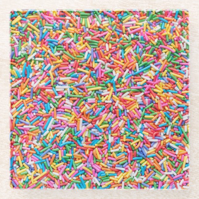 Rainbow-Sprinkles Glasuntersetzer (Vorderseite)