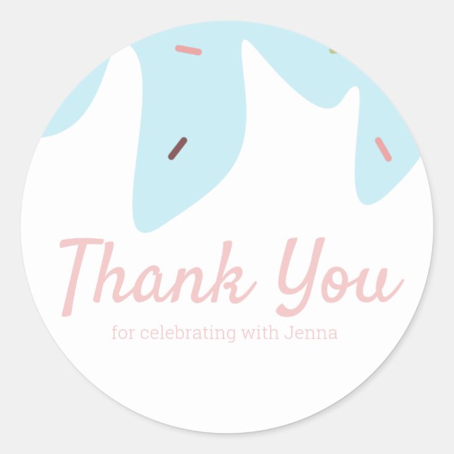 Rainbow Sprinkles Ice Cream Cake Zuckerguss Rosa Runder Aufkleber (Vorderseite)