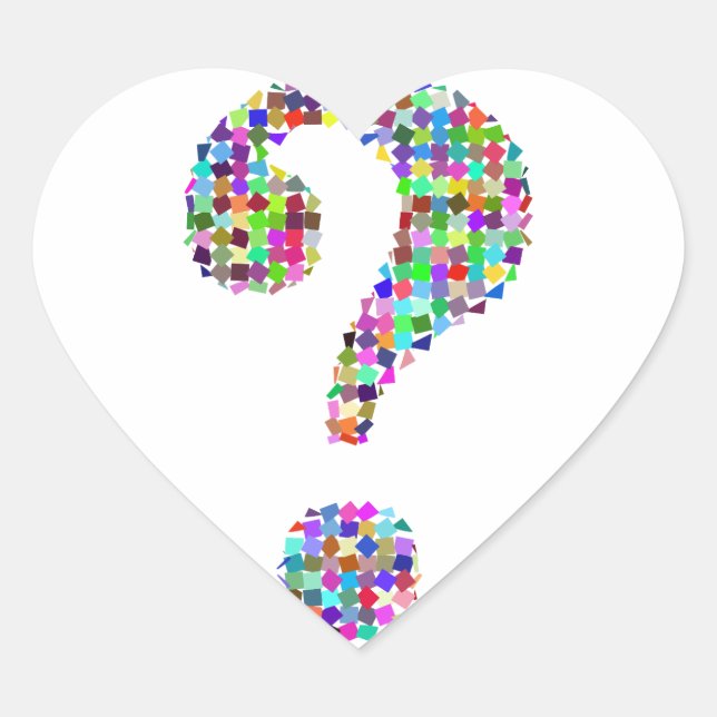 Rainbow Spritzer Fragezeichen Herz-Aufkleber (Vorderseite)