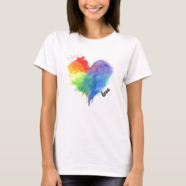 Rainbow Spritzer Herzlogos Liebe zum Shirt (Vorderseite)