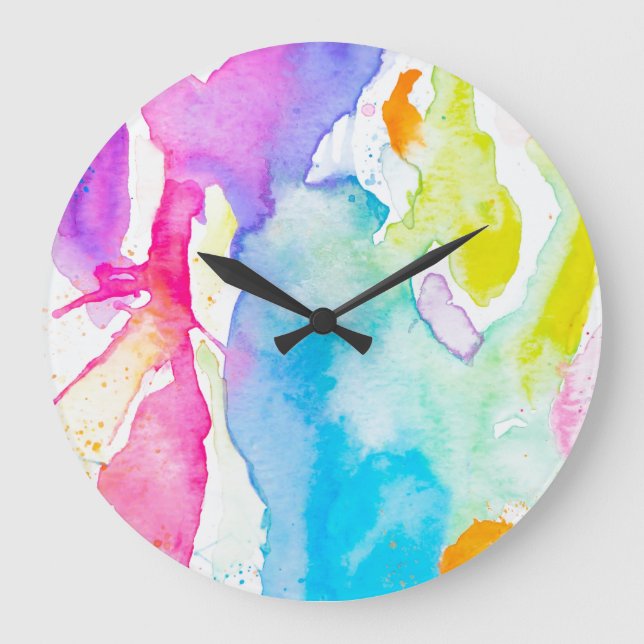 Rainbow-Spritzer-Uhr von Megaflora Große Wanduhr (Vorderseite)