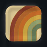 Rainbow Square Pappteller<br><div class="desc">Retro Regenbogendesign. Regenbogenschichten in gedämpften Farben,  orange,  rot und grün. Groovy Retro 70er Regenbogengeschenke,  Wohngestaltung.</div>