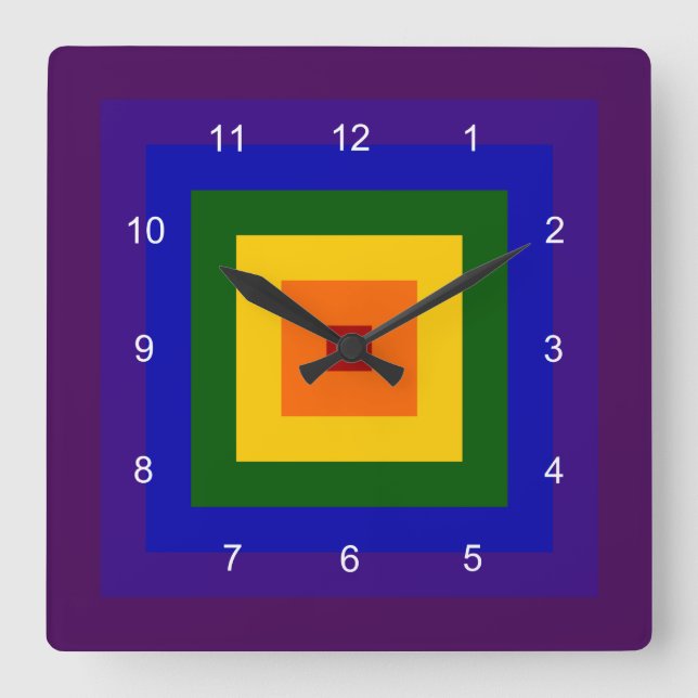 Rainbow Square Quadratische Wanduhr (Vorderseite)