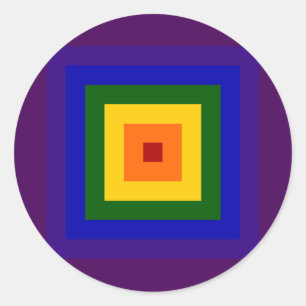 Rainbow Square Runder Aufkleber