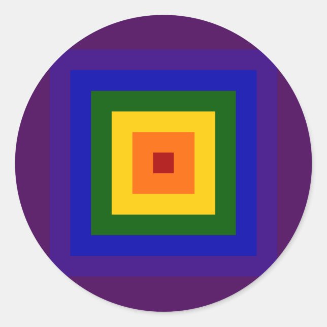 Rainbow Square Runder Aufkleber (Vorderseite)