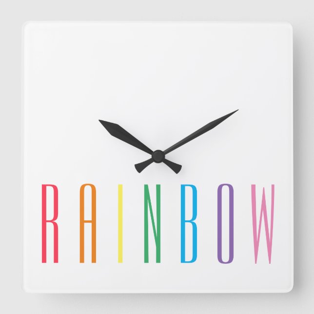 RAINBOW Square Wall Clock Quadratische Wanduhr (Vorderseite)