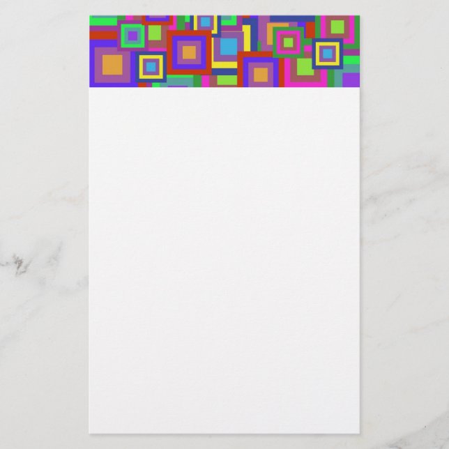 Rainbow-Squares-Muster Briefpapier (Vorderseite)