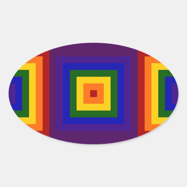 Rainbow Squares Ovaler Aufkleber (Vorderseite)