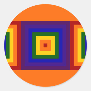 Rainbow Squares Runder Aufkleber