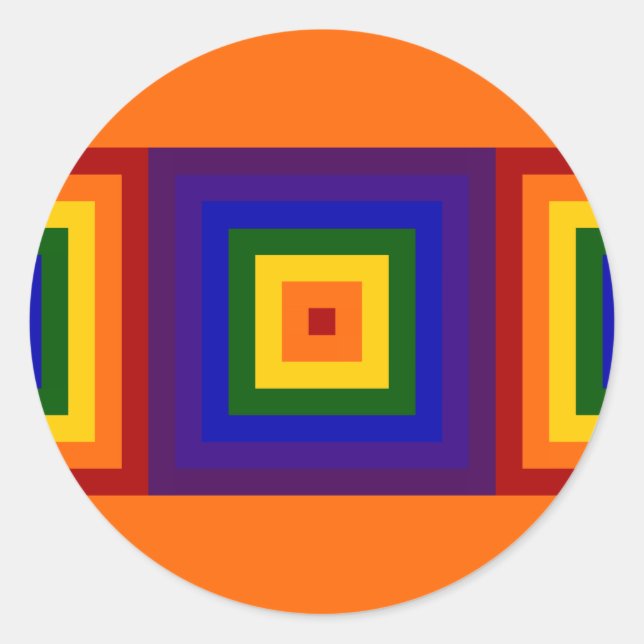 Rainbow Squares Runder Aufkleber (Vorderseite)
