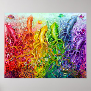 Rainbow Squid Poster