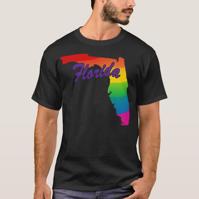 Rainbow Staat Kontur Florida T-Shirt (Vorderseite)