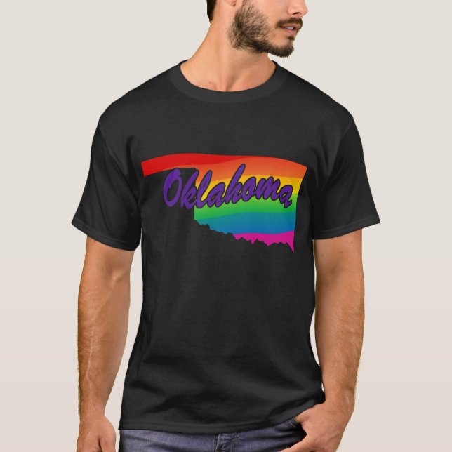 Rainbow Staat Kontur Oklahoma T-Shirt (Vorderseite)