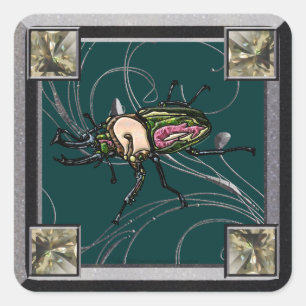 Rainbow Stag Beetle Quadratischer Aufkleber