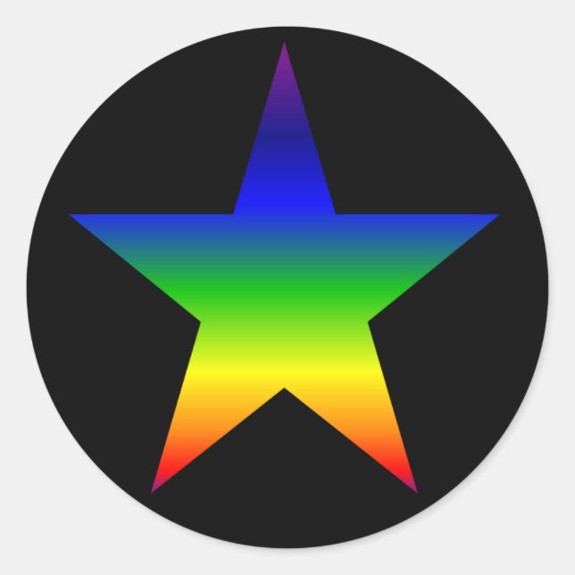 Rainbow-Star-Aufkleber schwarz Hintergrund Runder Aufkleber (Vorderseite)