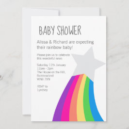 Rainbow Star Baby Shower Einladung