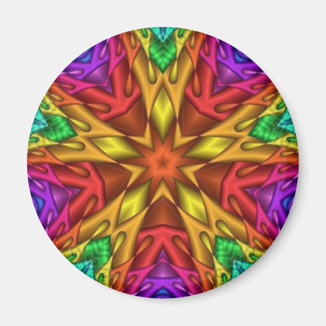 Rainbow Star Fraktal Sacred Geometry Magnet (Vorne)