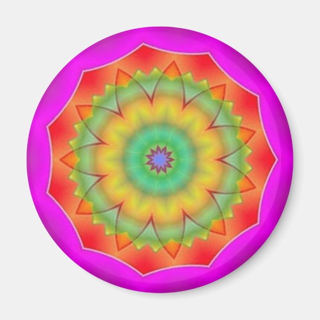 Rainbow Star Kaleidoscope Mandala Heart Sticker Magnet (Vorne)