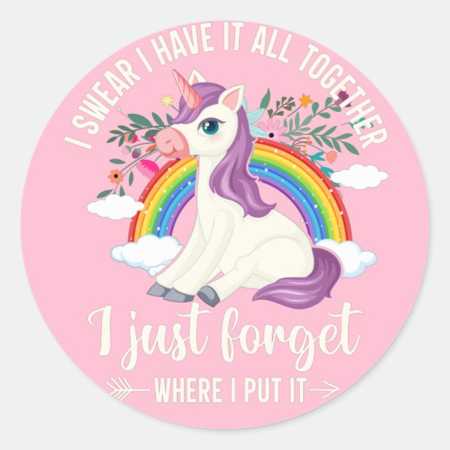 Rainbow Star Unicorn Runder Aufkleber (Vorderseite)