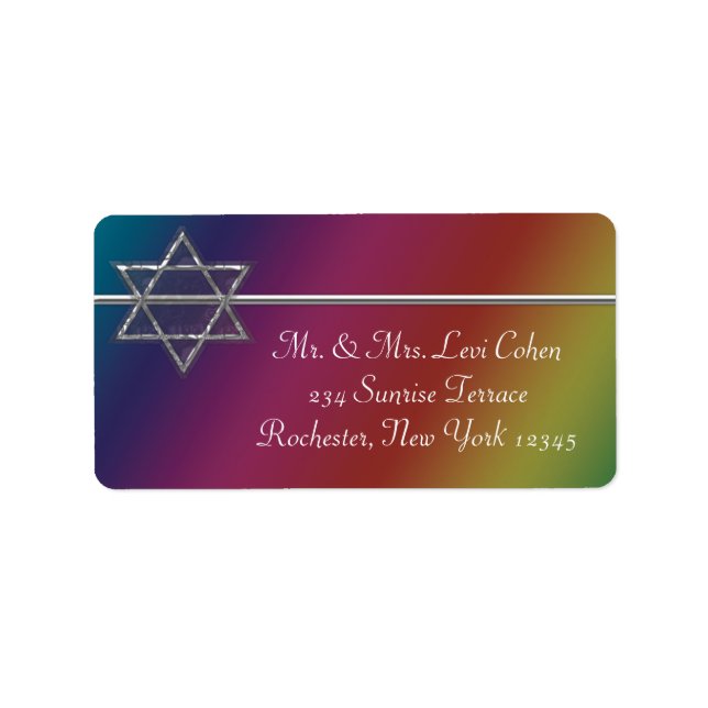 Rainbow Star von David Address Labels Adressaufkleber (Vorne)