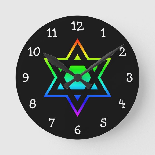 Rainbow Star von David Runde Wanduhr (Vorderseite)