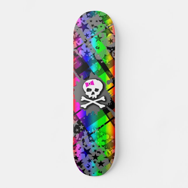 Rainbow Starry Skull Skateboard Deck (Vorderseite)