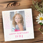 Rainbow Stars Birthday Kids Girl Foto Serviette<br><div class="desc">Rainbow Stars Birthday Kids Girl Foto Napkins. Die Servietten haben farbenfrohe Sterne und Imitate Glitzer Punkte. Niedliche Geburtstag Party Servietten für Ihre Freunde und Familie. Laden Sie Ihr Foto hoch und personalisieren Sie die Servietten mit Ihrem Namen und Text.</div>