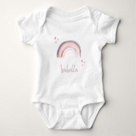 Rainbow & Stars Boho Mute Pink Baby Name Strampler