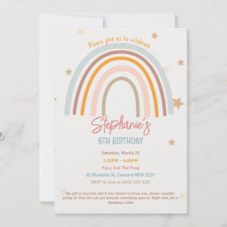 Rainbow Stars Fiver Party Einladung zum Geburtstag