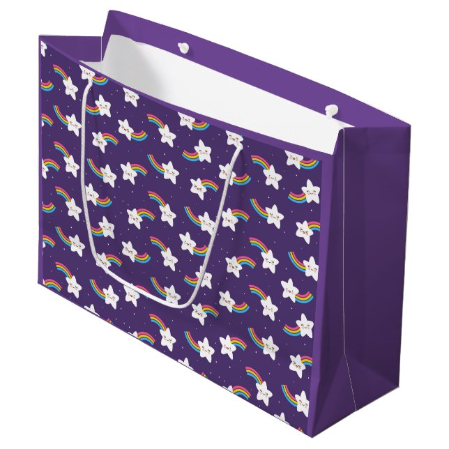 Rainbow Stars Gift Bags Große Geschenktüte (Vorderseite Schrägansicht)