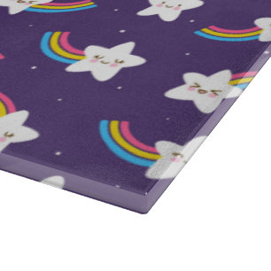 Rainbow Stars Glas Cutting Board Schneidebrett