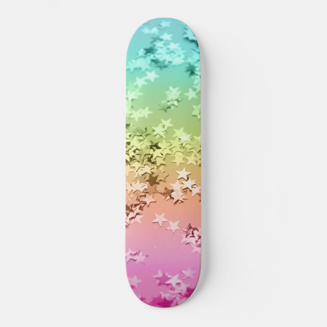 Rainbow Stars Glitzer #1 #shiny Skateboard (Vorderseite)