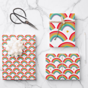 Rainbow Stars HandGezeichnet Weihnachtsfeiertage S Geschenkpapier Set