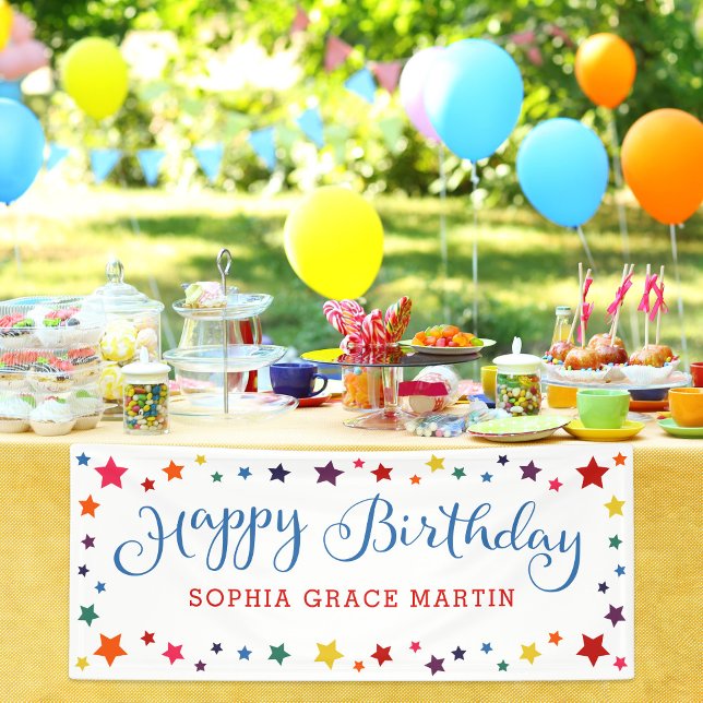 Rainbow Stars in beliebiger Farbe Happy Birthday K Banner (Von Creator hochgeladen)