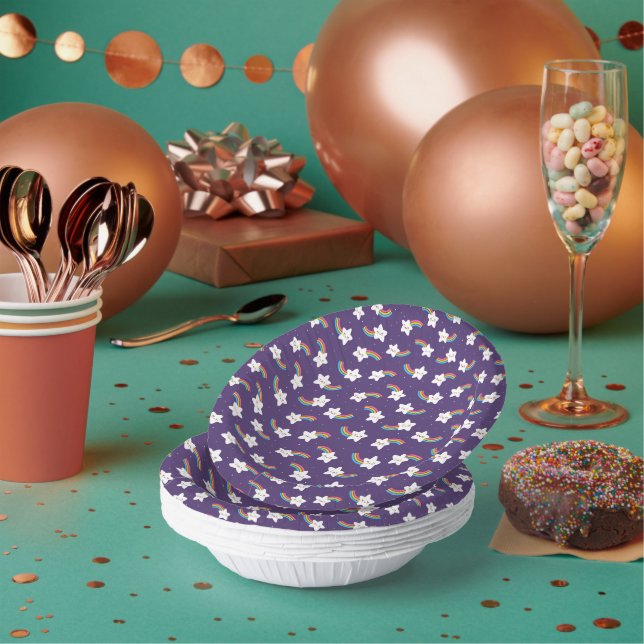 Rainbow Stars Paper Bowls Pappteller (Multi)