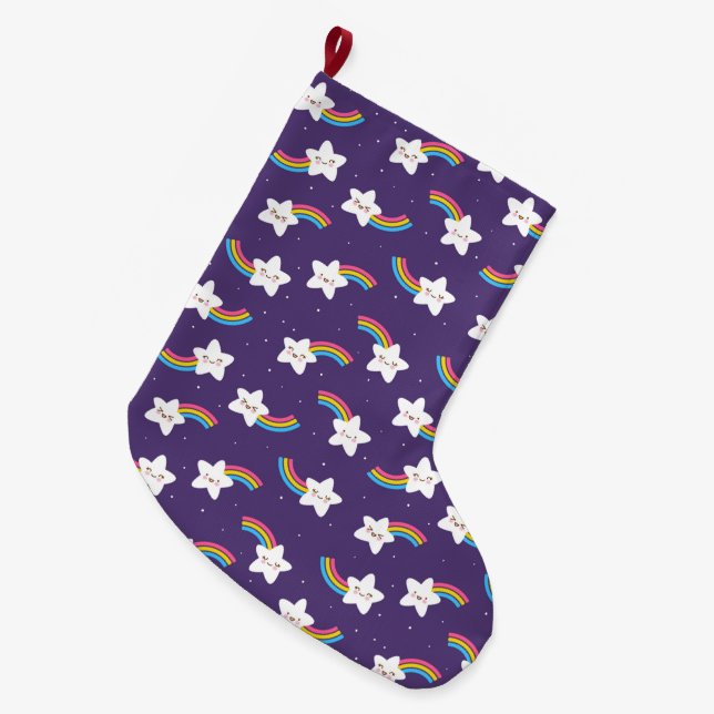 Rainbow Stars Strumpf Großer Weihnachtsstrumpf (Vorderansicht (hängend))