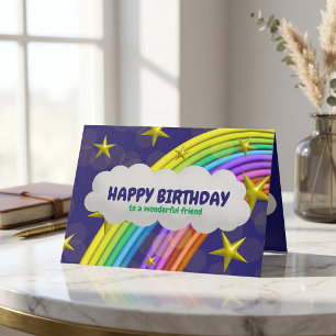 Rainbow Stars und Cloud glücklich zum Geburtstag e Karte