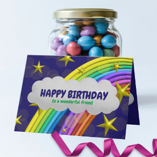 Rainbow Stars und Cloud glücklich zum Geburtstag e Karte