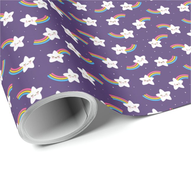 Rainbow Stars Wrapping Paper Geschenkpapier (Rolleneckpunkt)