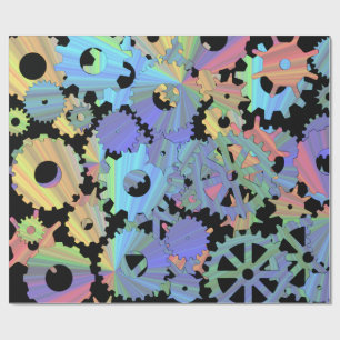 Rainbow-Steampen-Metallgetriebe Kunst Geschenkpapier