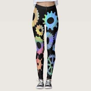 Rainbow-Steampen-Metallgetriebe Kunst Leggings